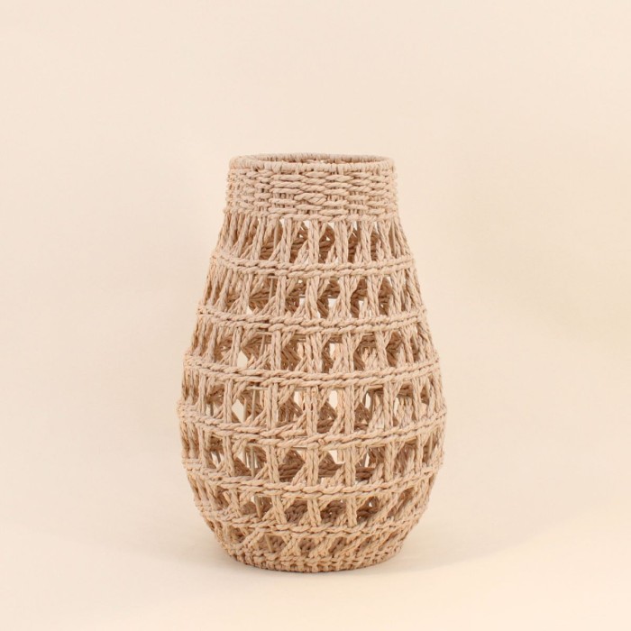 Lanterne en corde beige 37cm pour intérieur | Hashtag Déco