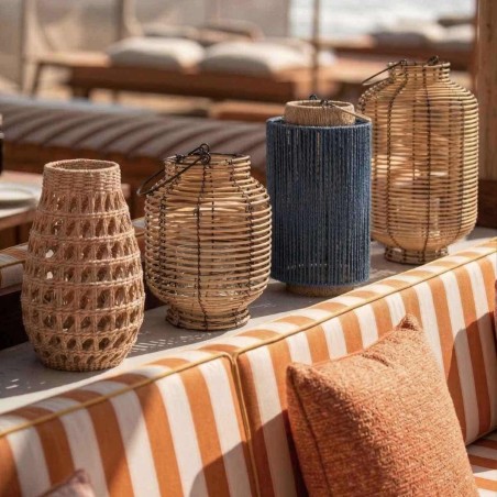 Lanterne en corde bleu marron 40cm | Hashtag Déco