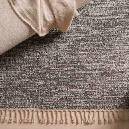 Tapis en coton beige à franges 60x90cm | Hashtag Déco