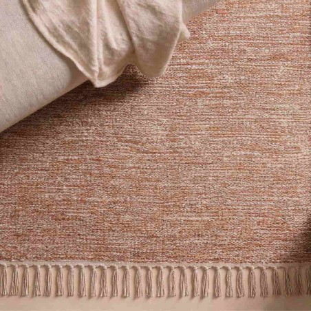 Tapis en coton beige à franges 60x90cm | Hashtag Déco