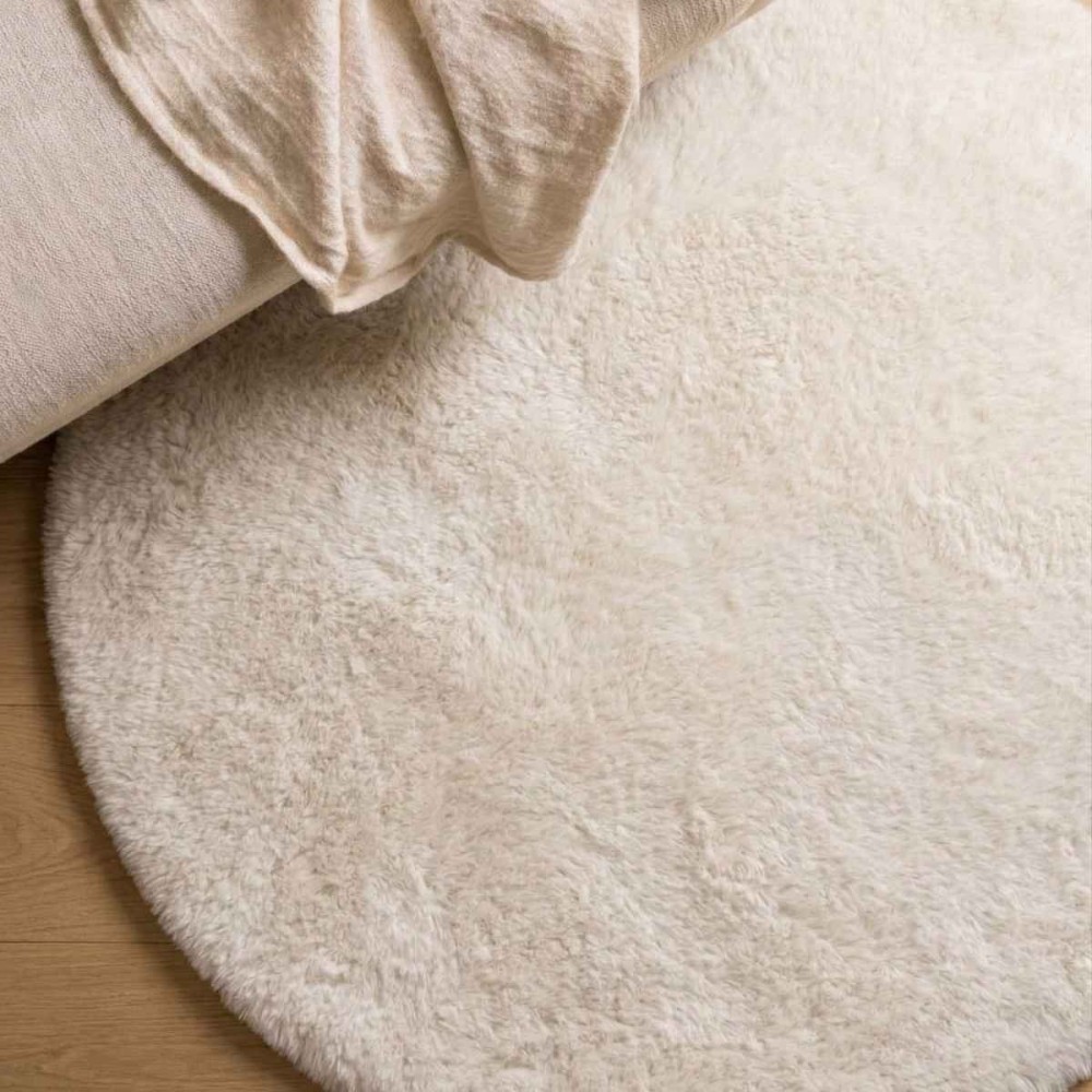 Tapis fourrure beige antidérapant 90cm | Hashtag Déco
