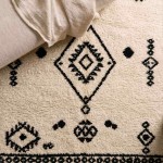 Tapis rectangulaire noir et blanc en coton 120x60 | Hashtag Déco