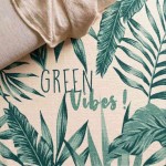 Tapis imprimé blanc et vert coton 80x50cm | Hashtag Déco