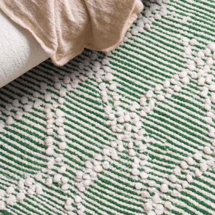 Tapis berbère blanc bleu à franges 60x90 cm | Hashtag Déco