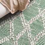 Tapis berbère blanc bleu à franges 60x90 cm | Hashtag Déco