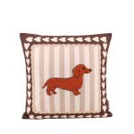 Coussin teckel velours marron beige 45x45cm | Hashtag Déco
