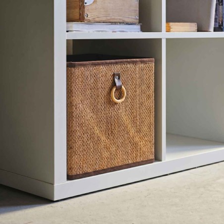 Cube rangement bambou beige marron 31x31x31cm | Hashtag Déco
