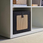 Cube rangement en cannage noir et naturel | Hashtag Déco