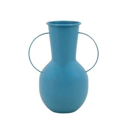 Vase métal bleu avec anses 24cm | Hashtag Déco