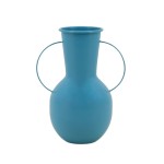 Vase métal bleu avec anses 24cm | Hashtag Déco