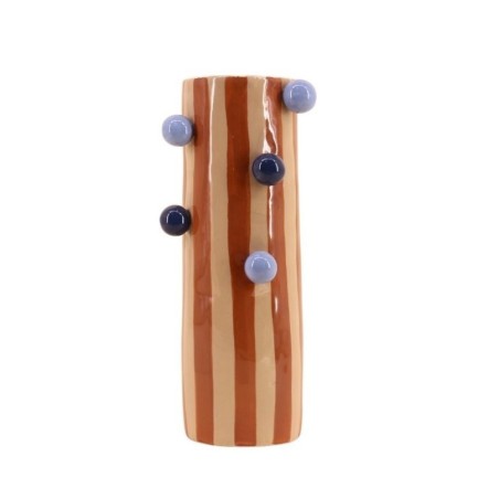 Vase rayé orange et blanc en grès | Hashtag Déco