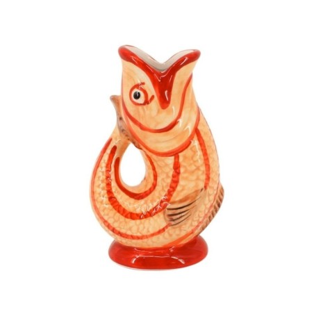 Vase poisson dolomite jaune rouge 17cm | Hashtag Déco