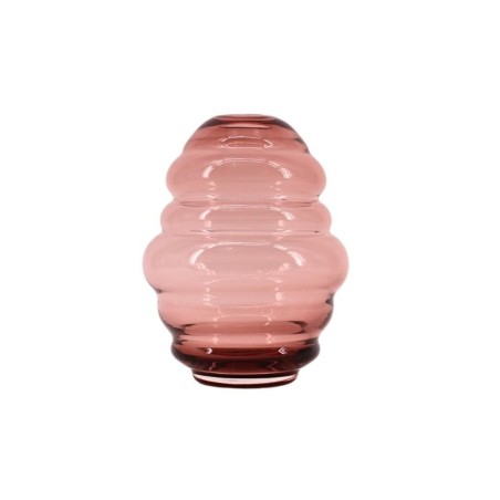 Vase anneaux verre rose fait main 21cm | Hashtag Déco