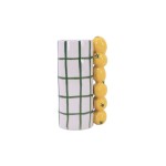 Vase quadrillé vert en grès, citrons relief | Hashtag Déco