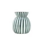Vase céramique vert rayé 19cm, design moderne | Hashtag Déco