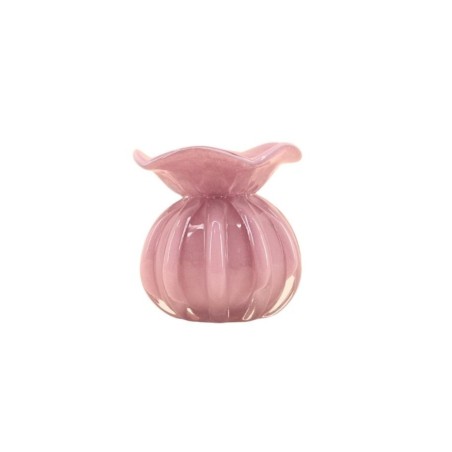 Vase boule plissé verre opaque 11cm | Hashtag Déco