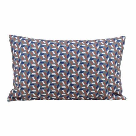 Coussin extérieur tissu motifs géométriques bleu 30x50 | Hashtag Déco