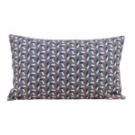 Coussin extérieur tissu motifs géométriques bleu 30x50 | Hashtag Déco