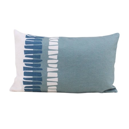 Coussin extérieur tissu géométrique bleu 30x50cm | Hashtag Déco