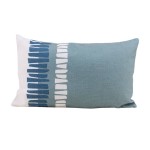 Coussin extérieur tissu géométrique bleu 30x50cm | Hashtag Déco