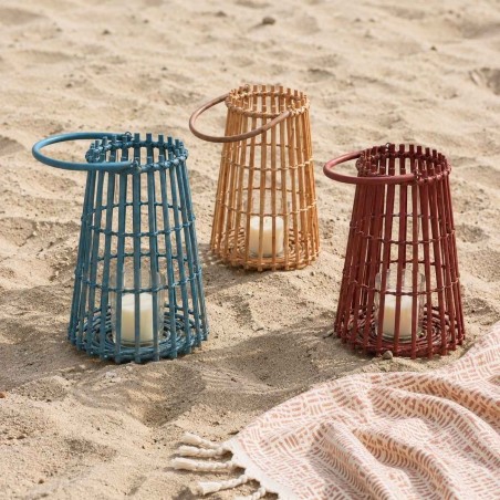 Lanterne en rotin conique beige 30cm | Hashtag Déco