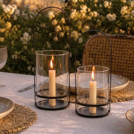 Lanterne métal noir et verre 20x10cm élégante | Hashtag Déco