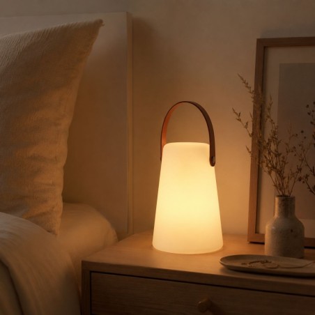 Lanterne led effet cuir marron à piles 20x14cm | Hashtag Déco