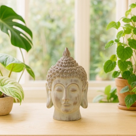 Objet déco tête bouddha résine 18cm | Hashtag Déco