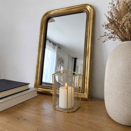 Lanterne en verre et métal doré 16cm | Hashtag Déco