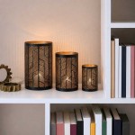 Set de 3 lanternes bois noir découpe géométrique | Hashtag Déco