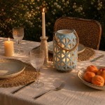Lanterne en céramique verte 25cm, style moderne | Hashtag Déco