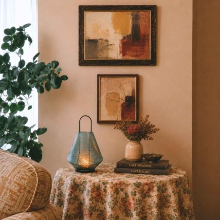 Lanterne design verre vert 30cm, chic et moderne | Hashtag Déco