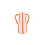 Vase céramique rayé orange et blanc 2 anses | Hashtag Déco