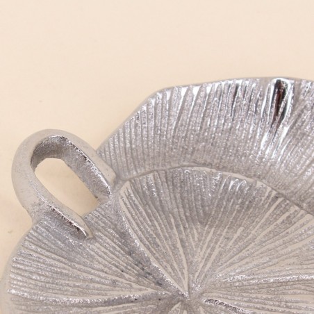 Vide poche feuille aluminium gris 11,5x15cm | Hashtag Déco