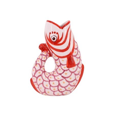Vase poisson dolomite rouge 25cm | Hashtag Déco