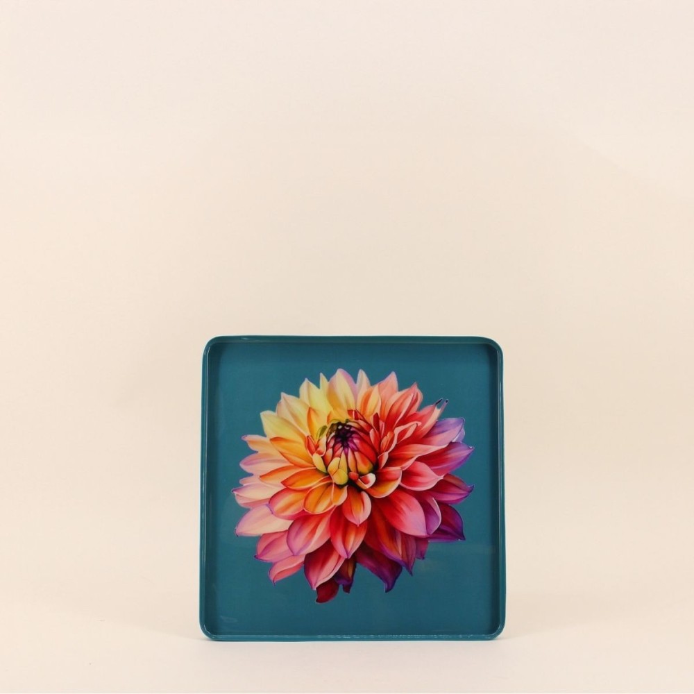 Plateau métal laqué turquoise 20x20cm | Hashtag Déco