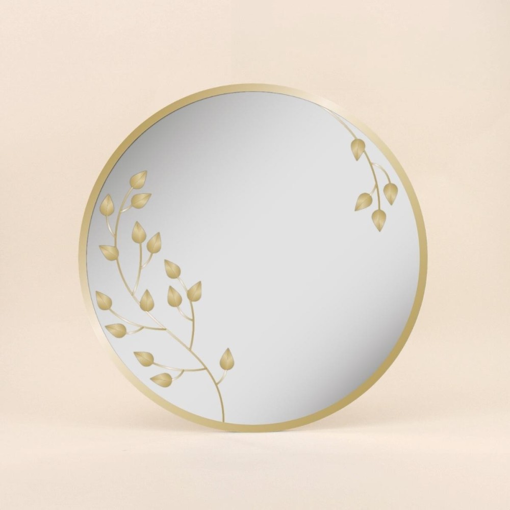 Miroir rond métal blanc fleurs 50cm | Hashtag Déco
