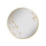 Miroir rond métal blanc fleurs 50cm | Hashtag Déco