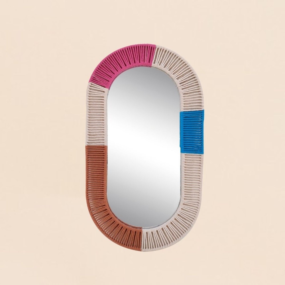 Miroir ovale corde beige 55x30cm | Hashtag Déco