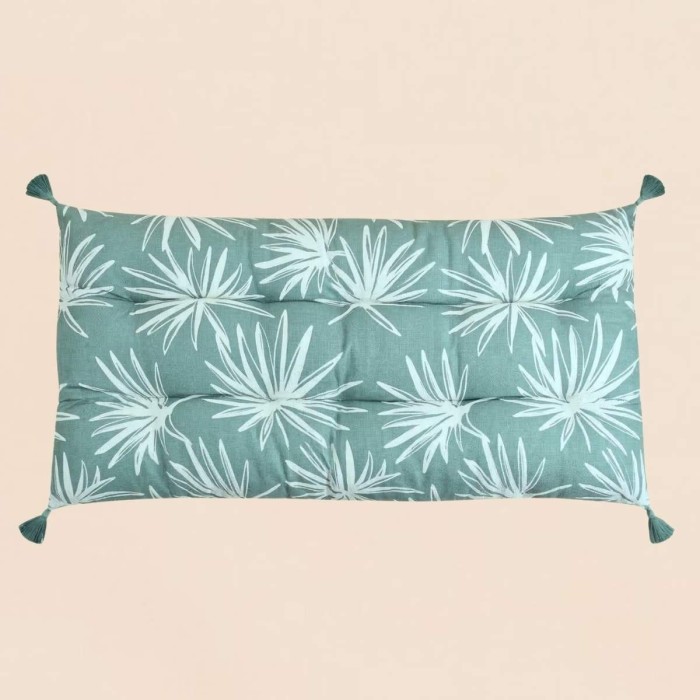 Matelas extérieur fleuri en tissu bleu 60x120cm | Hashtag Déco