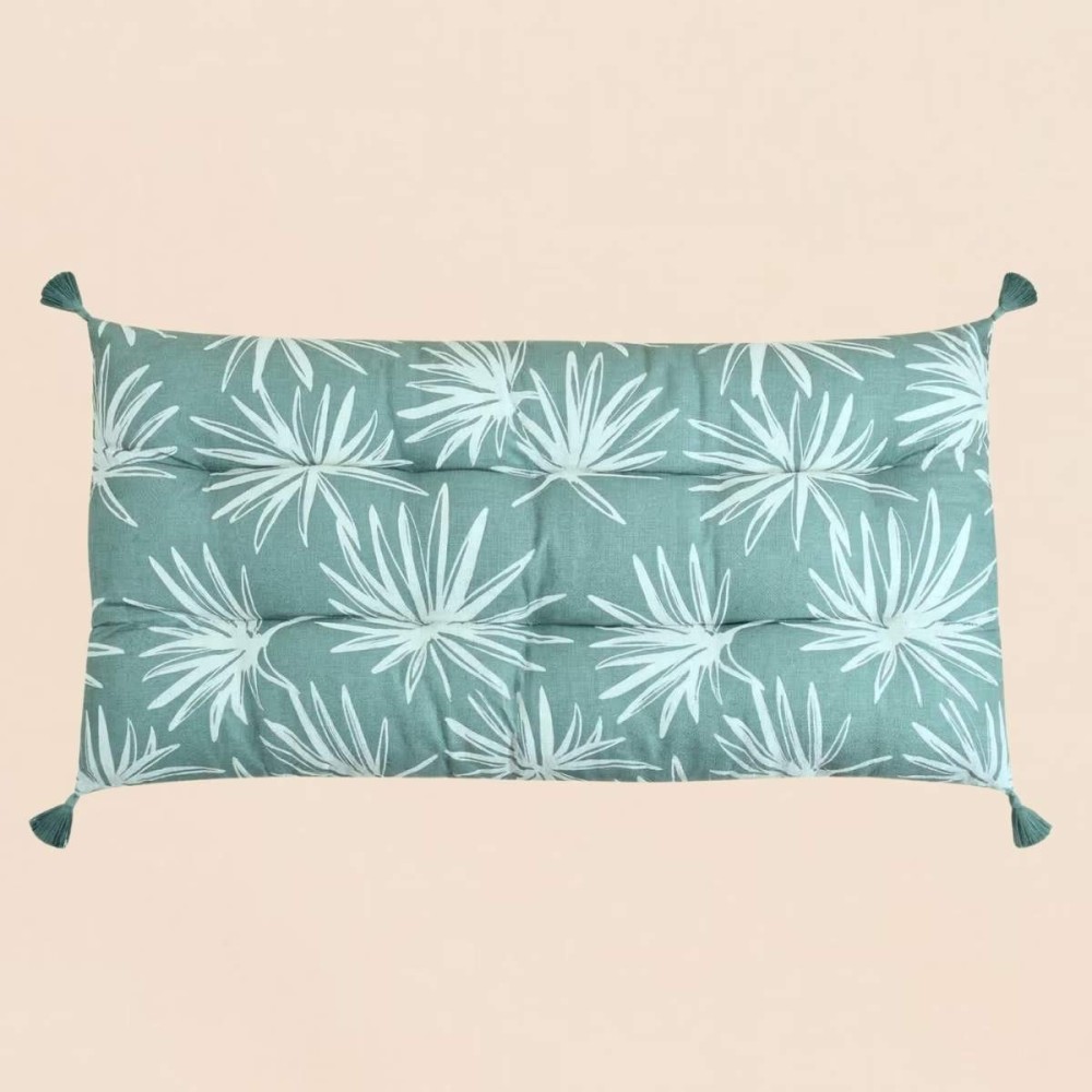 Matelas extérieur fleuri en tissu bleu 60x120cm | Hashtag Déco