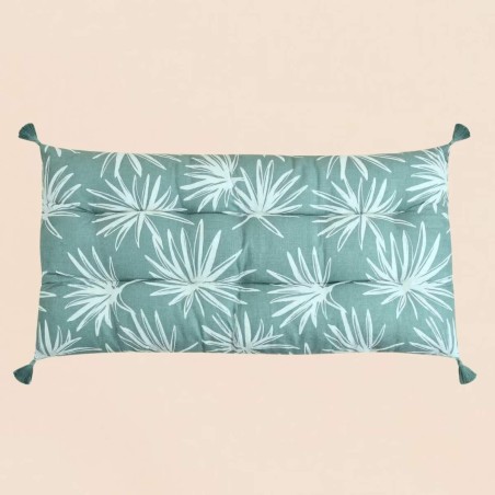 Matelas extérieur fleuri en tissu bleu 60x120cm | Hashtag Déco