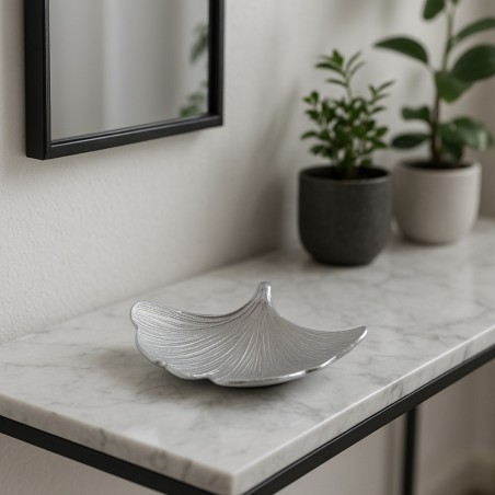 Vide poche feuille aluminium argenté 18x14 cm | Hashtag Déco