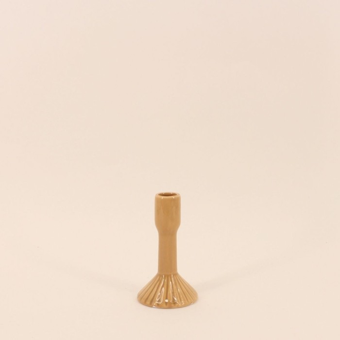 Bougeoir en céramique strié blanc 13cm | Hashtag Déco