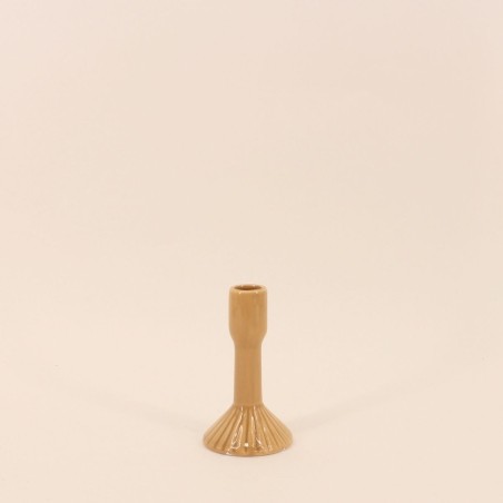 Bougeoir en céramique strié blanc 13cm | Hashtag Déco