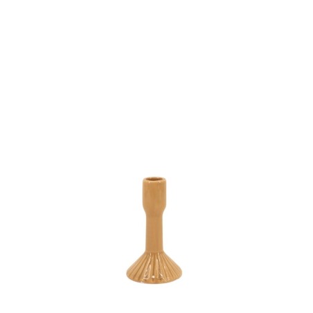 Bougeoir en céramique strié blanc 13cm | Hashtag Déco