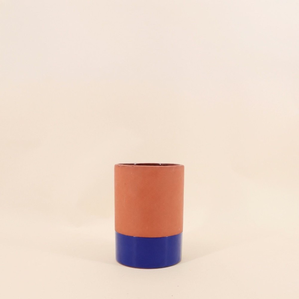 Vase tube céramique bicolore 17cm | Hashtag Déco