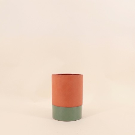 Vase tube céramique bicolore 17cm | Hashtag Déco