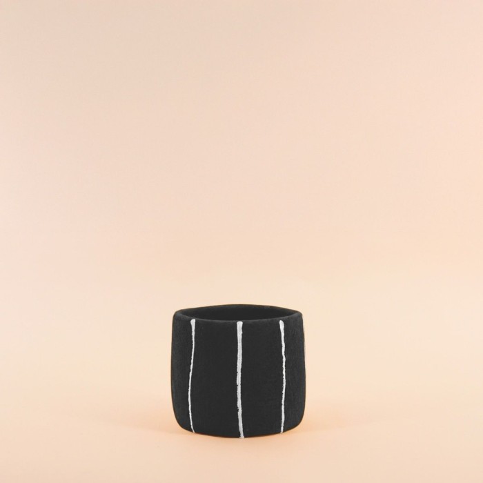 Cache-pot ciment noir 13cm, design moderne | Hashtag Déco