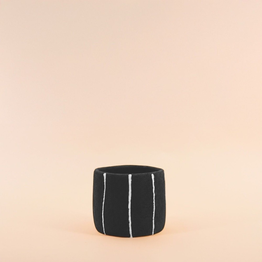 Cache-pot ciment noir 13cm, design moderne | Hashtag Déco